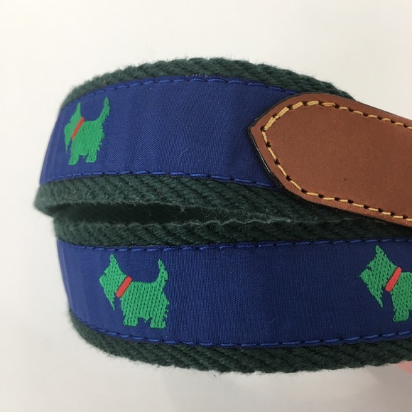 Scotty Dog Belt Blue Green Brown Leather Scottish Terrier - Picture 3 of 12